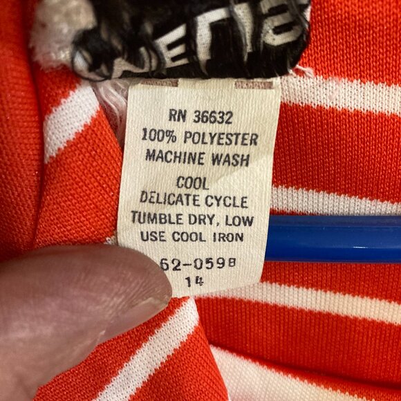 vtg Mélissa Lane sailor polyester red/white stripes womens jumpsuit size 14 - Picture 5 of 8